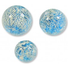 10 Murano Glass Crackle White Gold Foiled Aquamarine 10mm Round Beads
