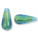 1 Murano Glass Verde Emerald Gold Foiled 20mm Drop Bead
