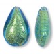 1 Murano Glass Verde Emerald Gold Foiled 20mm Pear Drop Bead
