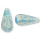 1 Murano Glass Crackle White Gold Foiled Aquamarine Blue 20mm Drop