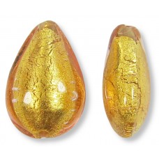 1 Murano Glass Light Pink Gold Foiled 20mm Pear Drop Bead