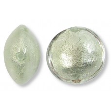 1 Murano Glass Crystal Clear White Gold Foiled 14mm Lentil Bead