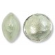 1 Murano Glass Crystal Clear White Gold Foiled 14mm Lentil Bead