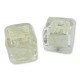 2 Murano Glass Crystal Clear White Gold Foiled 8mm Cube Beads