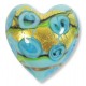 1 Murano Glass Amore Aquamarine Goldfoil & Aventurine 20mm Heart