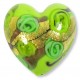 1 Murano Glass Amore Lime Goldfoil & Aventurine 20mm Heart