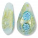 1 Murano Glass Latticino Millefiore 20mm Pear Drop Sky Blue/ 24kt Gold Foiled