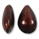 1 Murano Glass Dark Chocolate Amethyst Gold Foiled 20mm Pear Drop