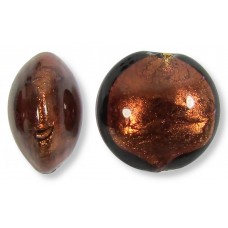 1 Murano Glass Dark Chocolate Amethyst Goldfoil 14mm Lentil