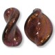 2 Murano Glass Dark Chocolate Amethyst Gold Foiled Elica Twist Beads