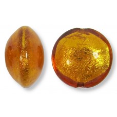 1 Murano Glass Medium Topaz Goldfoil 14mm Lentil