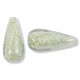 1 Murano Glass Crystal Clear White Gold Foiled 20mm  Drop