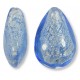 1 Murano Glass Blue Ice Crackle White Gold Foiled 20mm Pear Drop