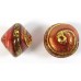 1 Murano Glass Rubino Gold Foiled Swirl 18mm Bicone Bead
