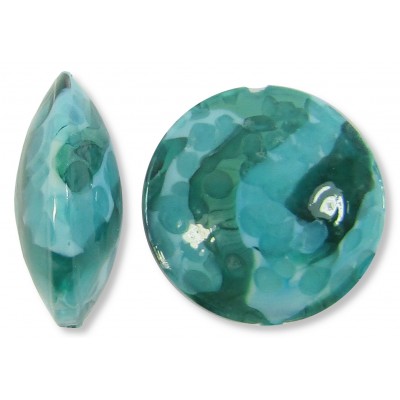 1 Murano Glass Verde Terrene 26mm Lentil Bead