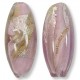 1 Murano Glass Light Rose Luna White Gold Foiled 24mm Olive Bead