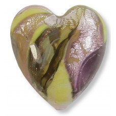 1 Murano Glass Light Rose Luna White Gold Foiled 22mm Heart Bead