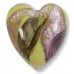 1 Murano Glass Light Rose Luna White Gold Foiled 22mm Heart Bead