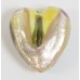 1 Murano Glass Light Rose Luna White Gold Foiled 22mm Heart Bead