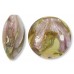 1 Murano Glass Light Rose Luna White Gold Foiled 26mm Lentil Bead