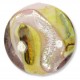1 Murano Glass Light Rose Luna White Gold Foiled 26mm Lentil Bead