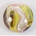 1 Murano Glass Light Rose Luna White Gold Foiled 26mm Lentil Bead