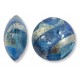1 Murano Aquamarine and Sapphire Ripple White Gold Foiled 14mm Lentil Bead