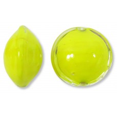 1 Murano Glass Yellow over White Core 14mm Lentil Bead 