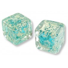 2 Murano Glass Verde Ice Crackle White Gold Foiled 8mm Cube Beads