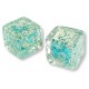 2 Murano Glass Verde Ice Crackle White Gold Foiled 8mm Cube Beads