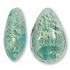 1 Murano Glass Verde Ice Crackle White Gold Foiled 20mm Pear Drop