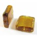 1 Murano Glass Medium Topaz Gold Foiled 20mm Square Spangle Bead