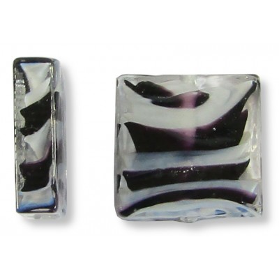 1 Murano Glass Zebra 20mm Square Spangle Bead