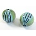 1 Murano Glass Blown 20mm Round Bead Aqua Blue Green Aventurine with Stripes