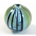 1 Murano Glass Blown 20mm Round Bead Aqua Blue Green Aventurine with Stripes