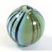1 Murano Glass Blown 20mm Round Bead Aqua Blue Green Aventurine with Stripes