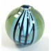 1 Murano Glass Blown 20mm Round Bead Aqua Blue Green Aventurine with Stripes