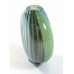 1 Murano Glass Blown 24mm Oval Lentil Bead Aqua Blue Green Aventurine with Stripes