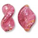 2 Murano Glass Dark Rose Silver Foiled Elica Twist Beads