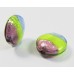 1 Murano Glass 12mm Sapphire Lime and Amethyst Tricolour Silver Foiled Lentil Bead
