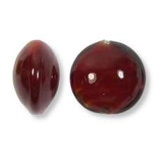 1 Murano Glass Dark Ruby White Core 14mm Lentil Bead