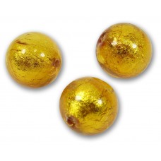 1 Murano Glass Gold Foiled Light Topaz 12mm Round Bead