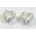 2 Murano Glass White Goldfoil and Purple Velvet 14mm Heart Beads