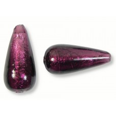 1 Murano Glass Dark Amethyst Silver Foiled 20mm Drop Bead