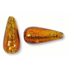 1 Murano Glass Topaz Gold Foiled 20mm Drop Bead