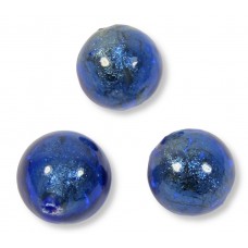 10 Murano Glass Dark Bluino Goldfoil Round 8mm Beads