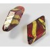 1 Murano Glass Dark Ruby Red & Black Lines 30mm Rhombus Gold Foiled Bead