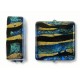 1 Murano Glass Kingfisher Green & Black Lines 20mm Square Gold Foiled Spangle Bead