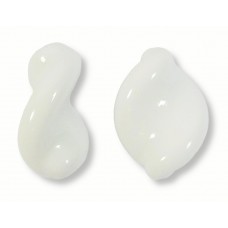 2 Murano Glass White Alabaster Elica Twist Beads