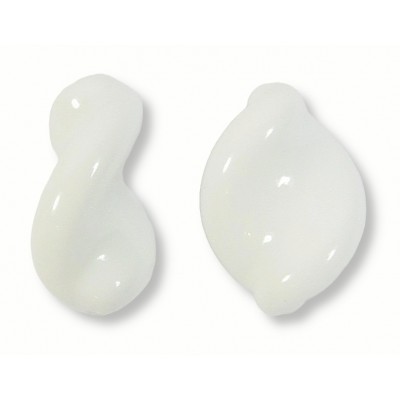 2 Murano Glass White Alabaster Elica Twist Beads